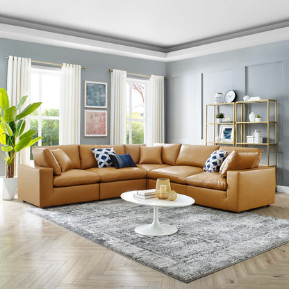 Modway Furniture Commix Down Filled Overstuffed Vegan Leather 5-Piece Sectional Sofa by Modway - EEI-4920-GRY