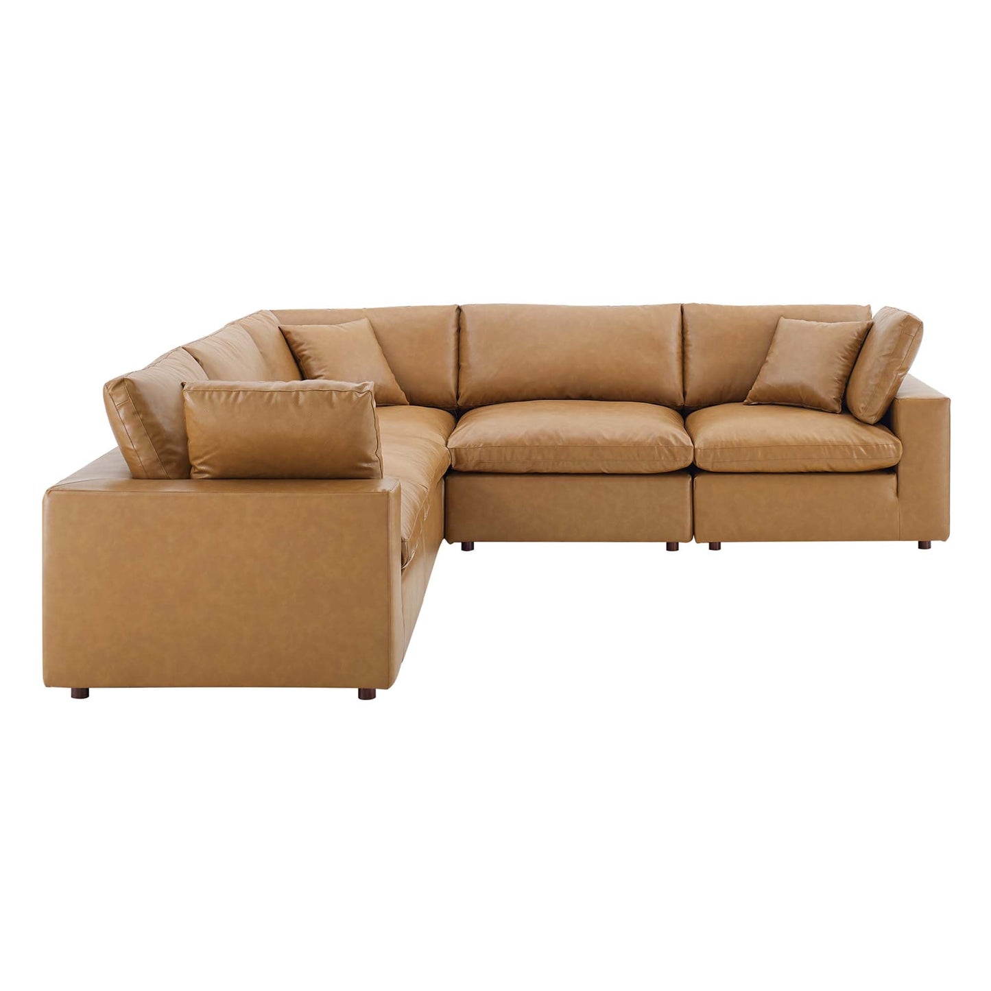 Modway Furniture Commix Down Filled Overstuffed Vegan Leather 5-Piece Sectional Sofa by Modway - EEI-4920-GRY