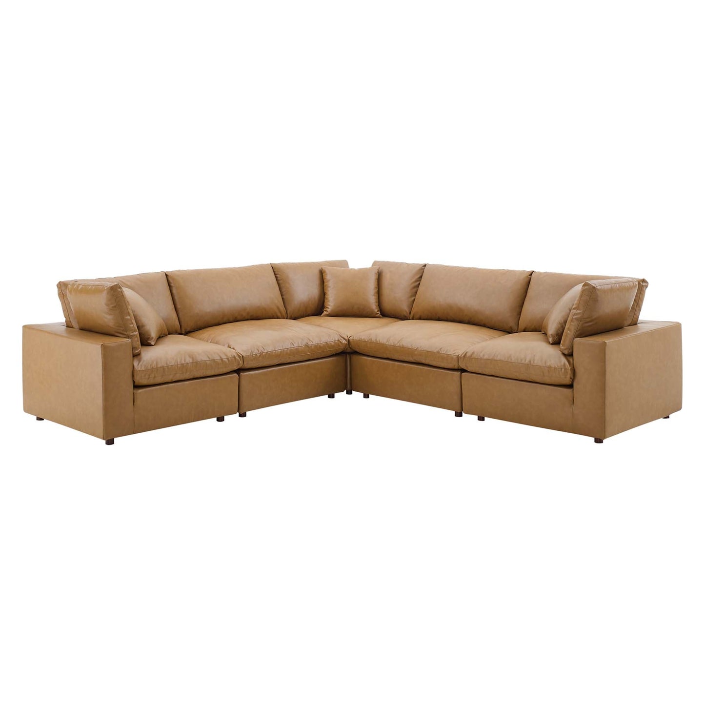 Modway Furniture Commix Down Filled Overstuffed Vegan Leather 5-Piece Sectional Sofa by Modway - EEI-4920-GRY