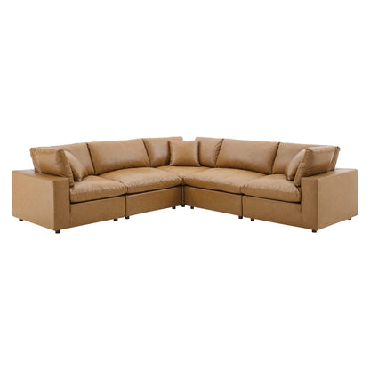 Modway Furniture Commix Down Filled Overstuffed Vegan Leather 5-Piece Sectional Sofa by Modway - EEI-4920-GRY