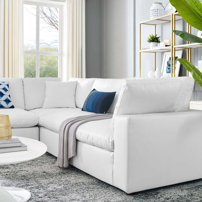 Modway Furniture Commix Down Filled Overstuffed Vegan Leather 5-Piece Sectional Sofa by Modway - EEI-4920-GRY