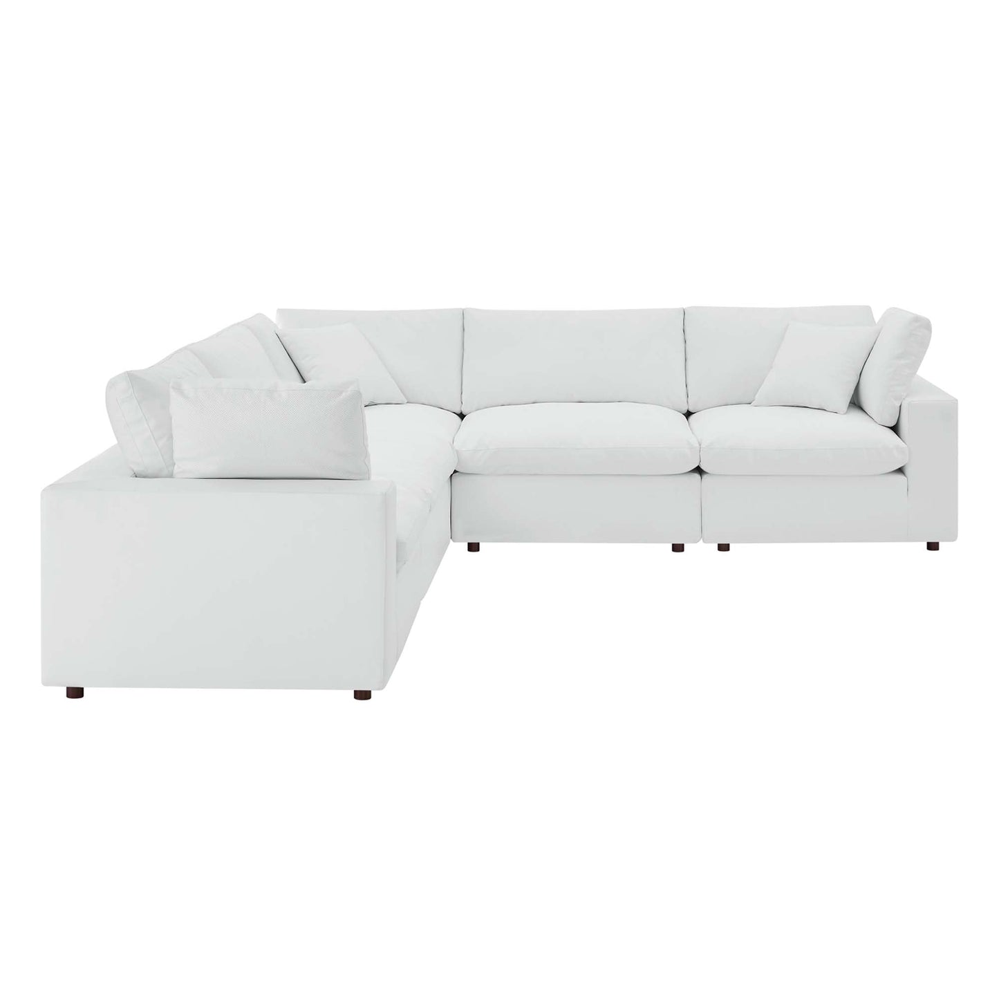 Modway Furniture Commix Down Filled Overstuffed Vegan Leather 5-Piece Sectional Sofa by Modway - EEI-4920-GRY