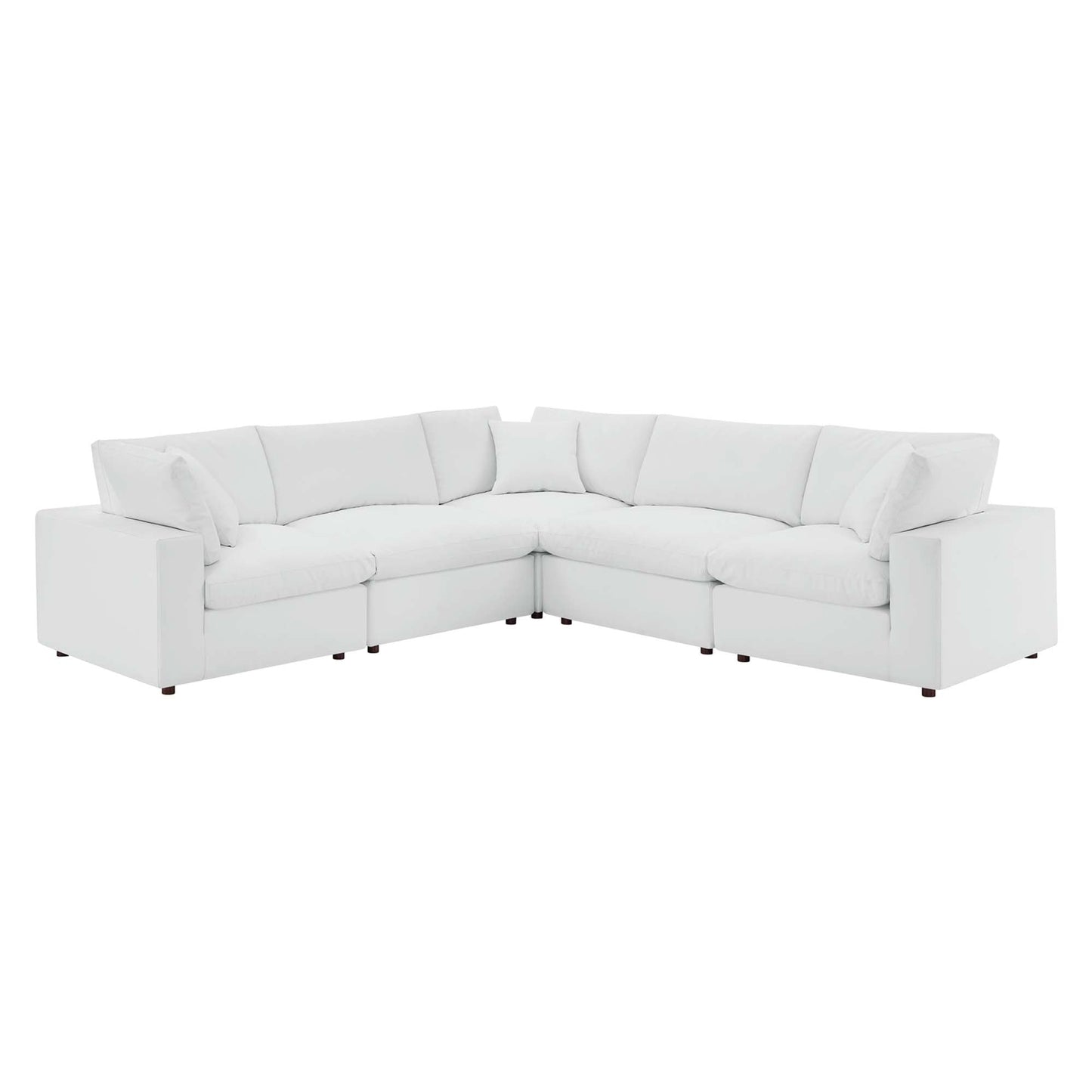 Modway Furniture Commix Down Filled Overstuffed Vegan Leather 5-Piece Sectional Sofa by Modway - EEI-4920-GRY