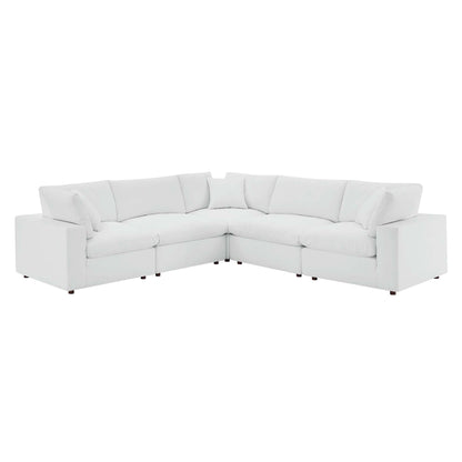 Modway Furniture Commix Down Filled Overstuffed Vegan Leather 5-Piece Sectional Sofa by Modway - EEI-4920-GRY