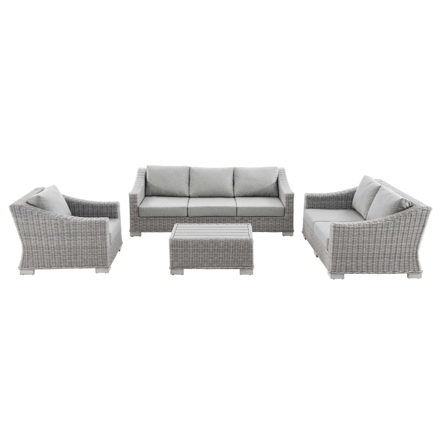 Modway Furniture Conway 4-Piece Outdoor Patio Wicker Rattan Furniture Set - EEI-5091-GRY