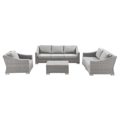 Modway Furniture Conway 4-Piece Outdoor Patio Wicker Rattan Furniture Set - EEI-5091-GRY
