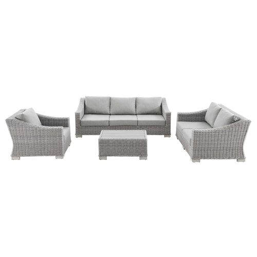 Modway Furniture Conway 4-Piece Outdoor Patio Wicker Rattan Furniture Set - EEI-5091-GRY