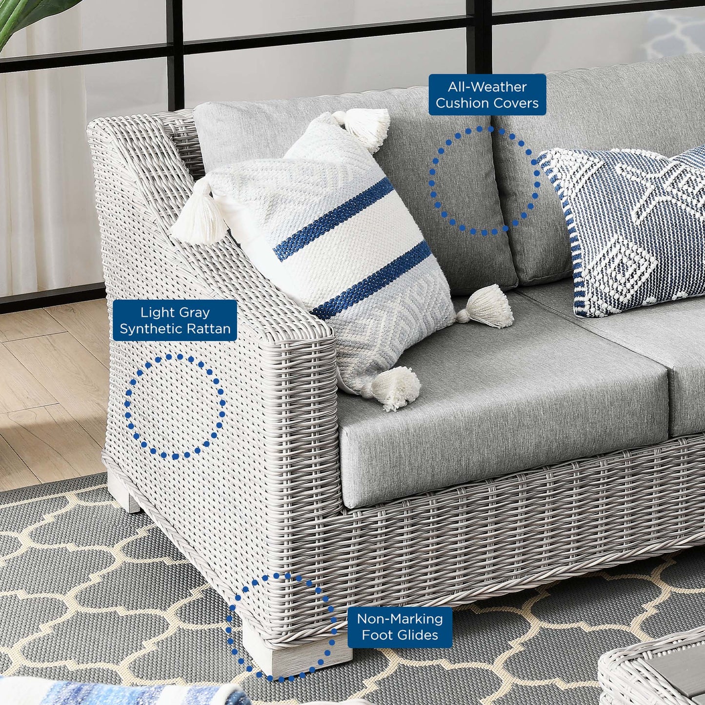 Modway Furniture Conway 4-Piece Outdoor Patio Wicker Rattan Furniture Set - EEI-5091-GRY