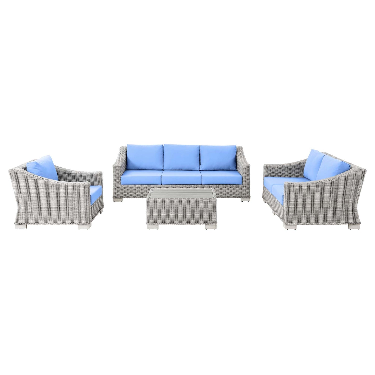 Modway Furniture Conway 4-Piece Outdoor Patio Wicker Rattan Furniture Set - EEI-5091-GRY