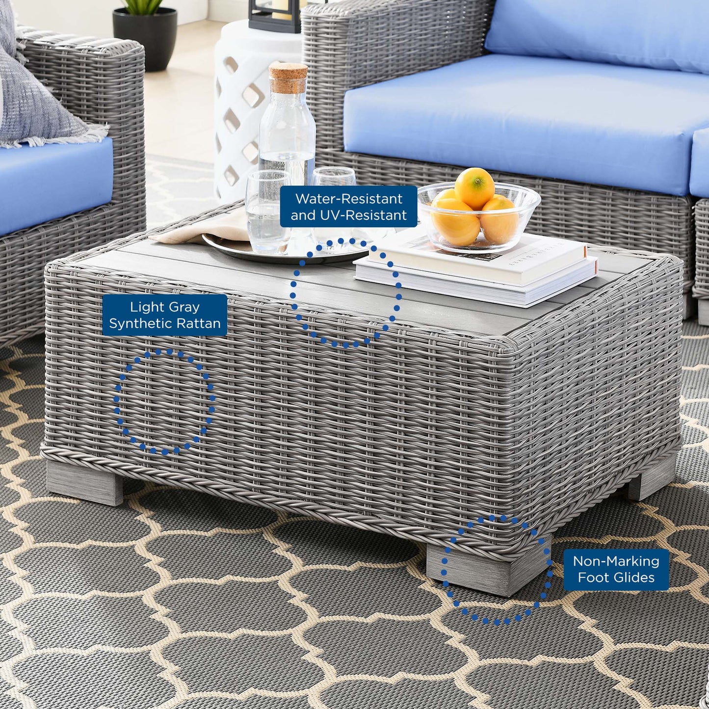 Modway Furniture Conway 4-Piece Outdoor Patio Wicker Rattan Furniture Set - EEI-5091-GRY