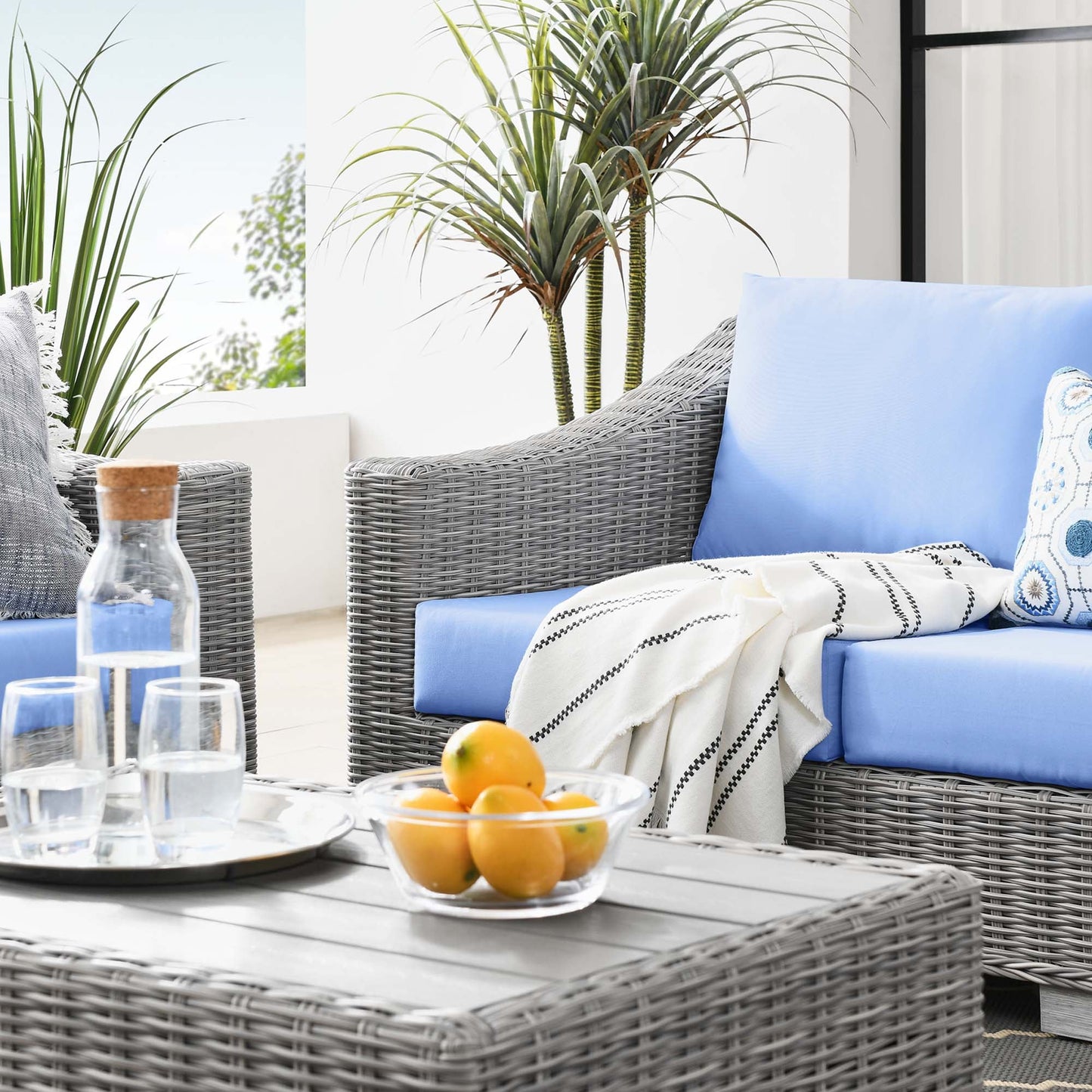 Modway Furniture Conway 4-Piece Outdoor Patio Wicker Rattan Furniture Set - EEI-5091-GRY