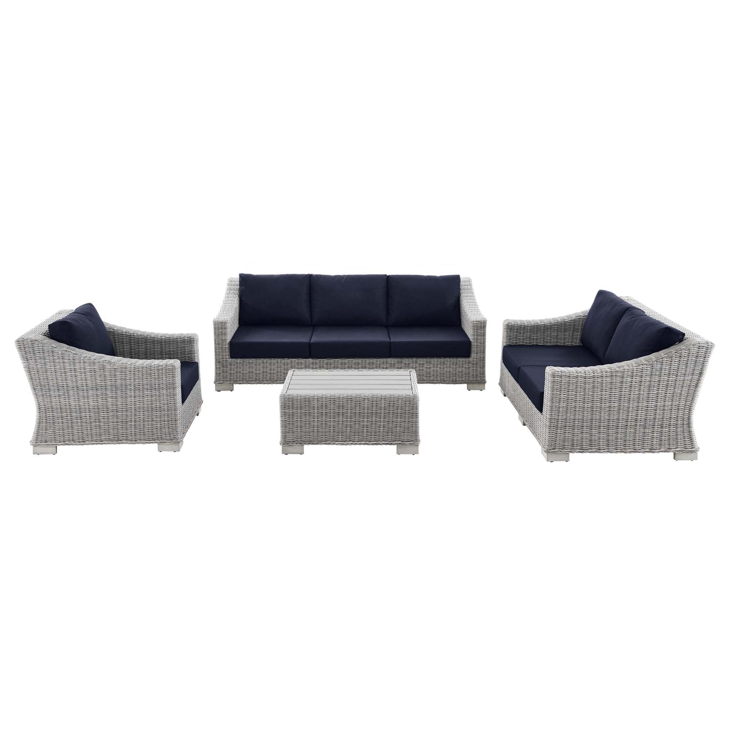 Modway Furniture Conway 4-Piece Outdoor Patio Wicker Rattan Furniture Set - EEI-5091-GRY