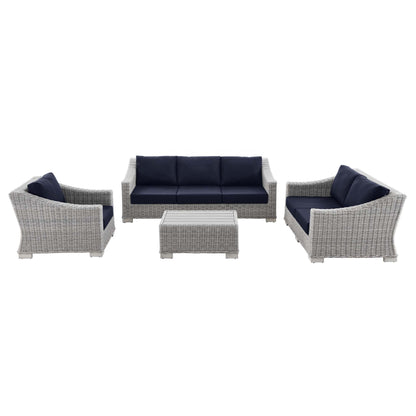 Modway Furniture Conway 4-Piece Outdoor Patio Wicker Rattan Furniture Set - EEI-5091-GRY