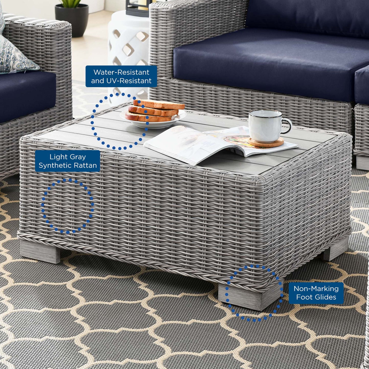 Modway Furniture Conway 4-Piece Outdoor Patio Wicker Rattan Furniture Set - EEI-5091-GRY