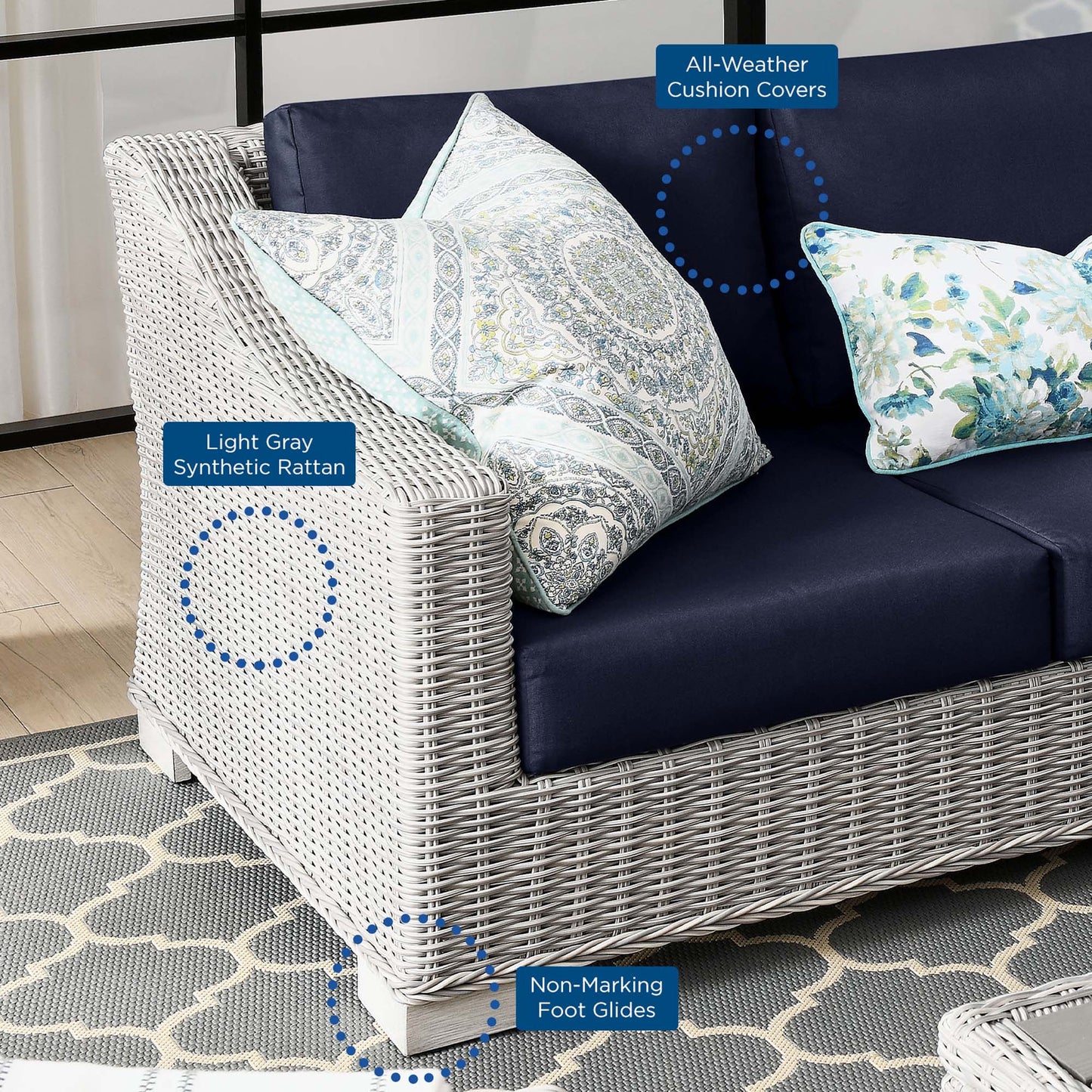 Modway Furniture Conway 4-Piece Outdoor Patio Wicker Rattan Furniture Set - EEI-5091-GRY