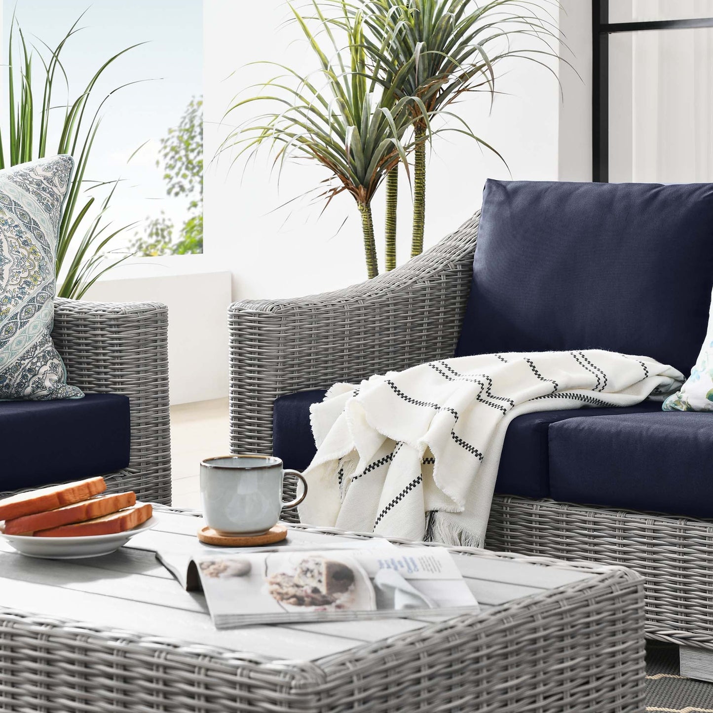 Modway Furniture Conway 4-Piece Outdoor Patio Wicker Rattan Furniture Set - EEI-5091-GRY