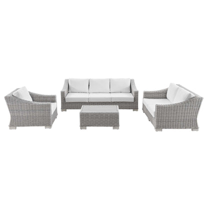 Modway Furniture Conway 4-Piece Outdoor Patio Wicker Rattan Furniture Set - EEI-5091-GRY