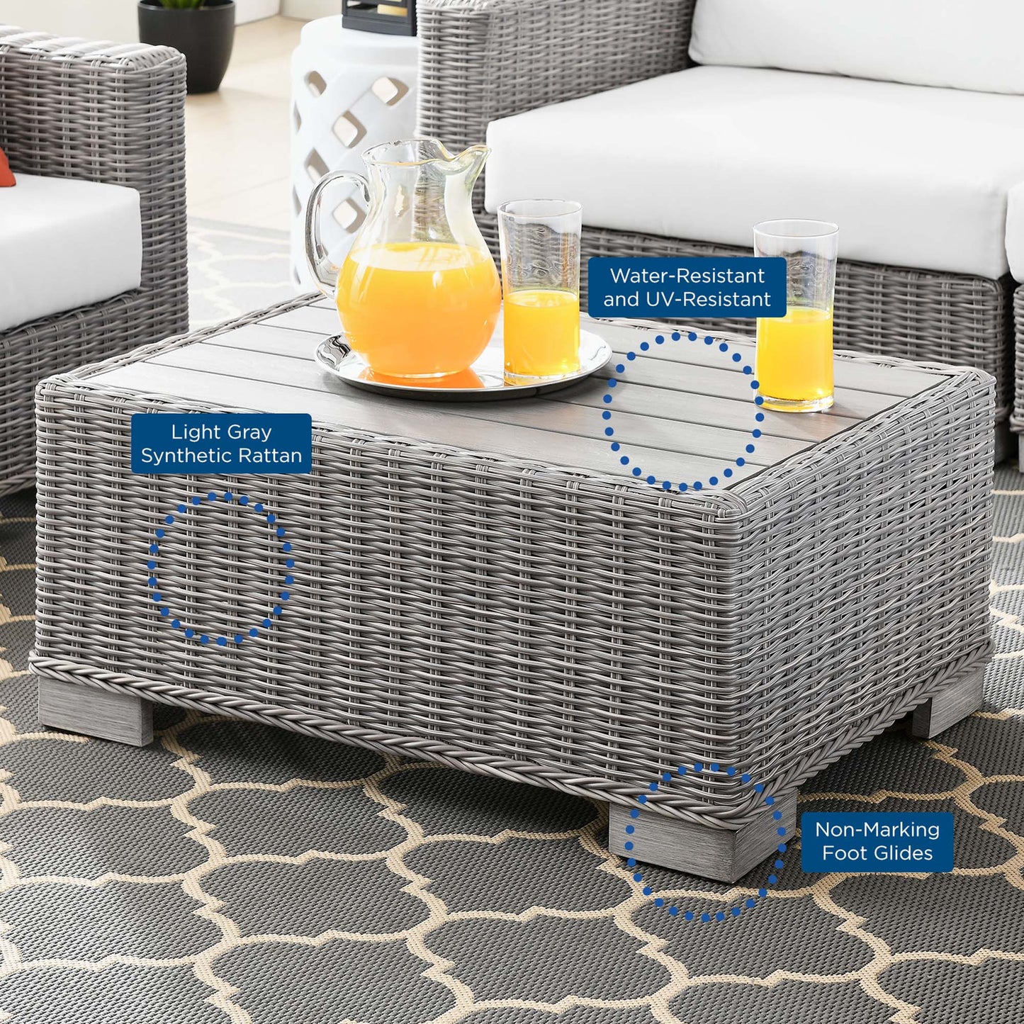 Modway Furniture Conway 4-Piece Outdoor Patio Wicker Rattan Furniture Set - EEI-5091-GRY