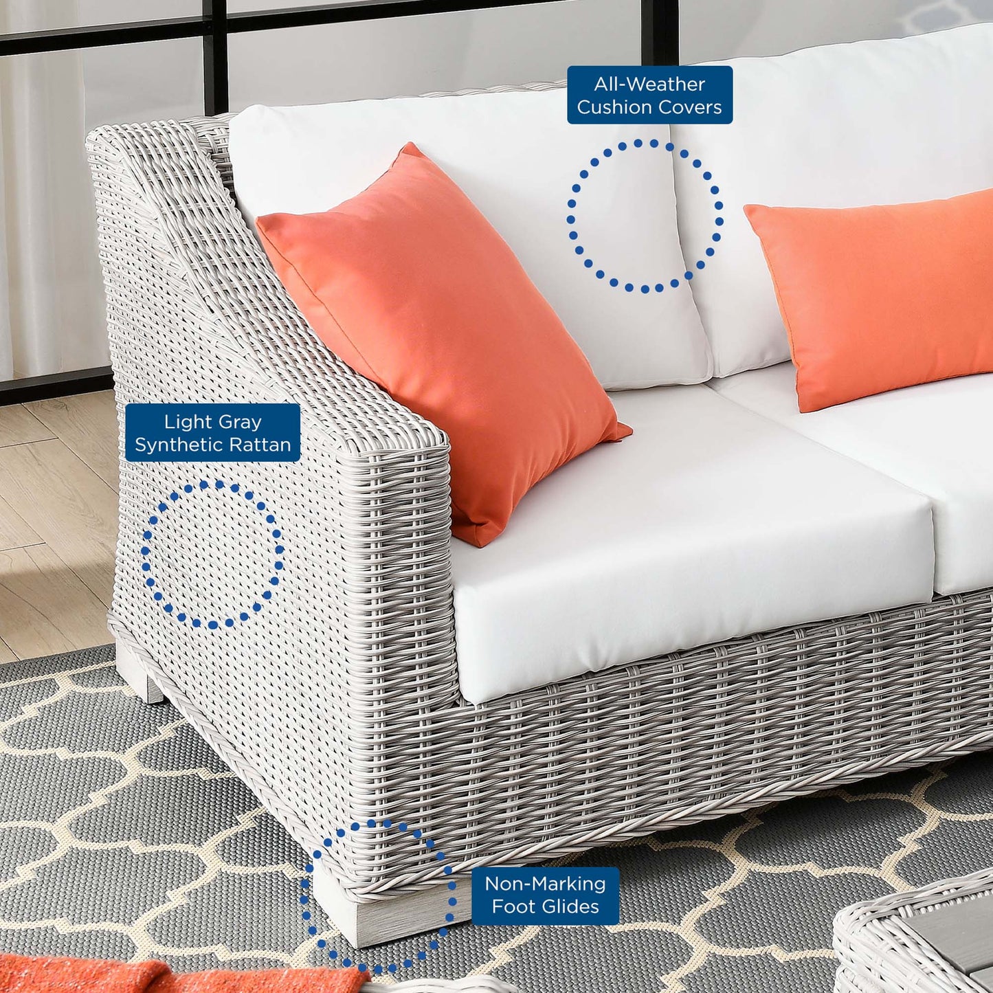 Modway Furniture Conway 4-Piece Outdoor Patio Wicker Rattan Furniture Set - EEI-5091-GRY