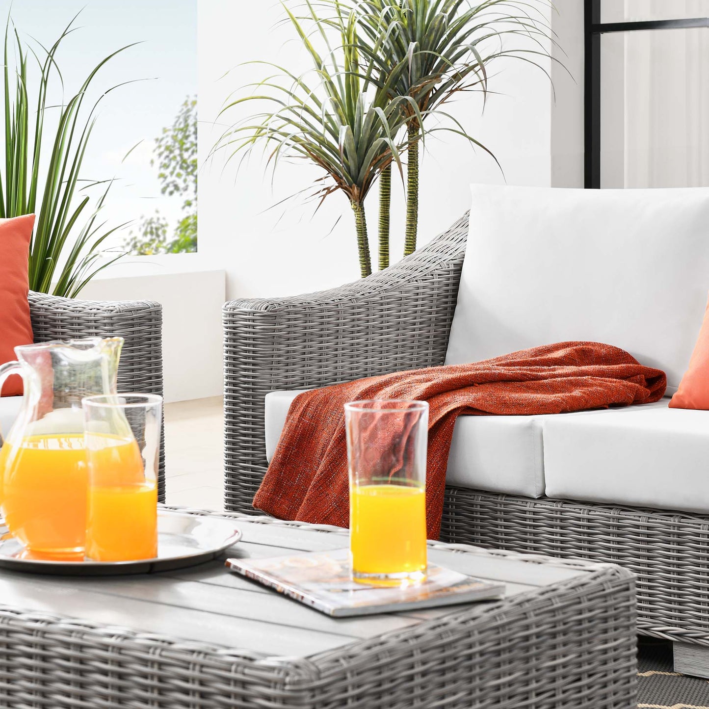 Modway Furniture Conway 4-Piece Outdoor Patio Wicker Rattan Furniture Set - EEI-5091-GRY