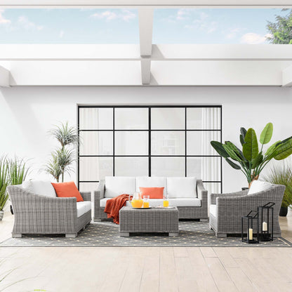 Modway Furniture Conway 4-Piece Outdoor Patio Wicker Rattan Furniture Set - EEI-5091-GRY