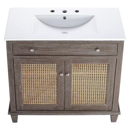 Modway furniture Lilo Bathroom Vanity Basin Included - EEI-5110-GRY-WHI