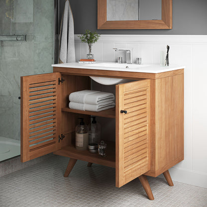 Modway furniture Birdie Bathroom Vanity Basin Included - EEI-5112-NAT-WHI