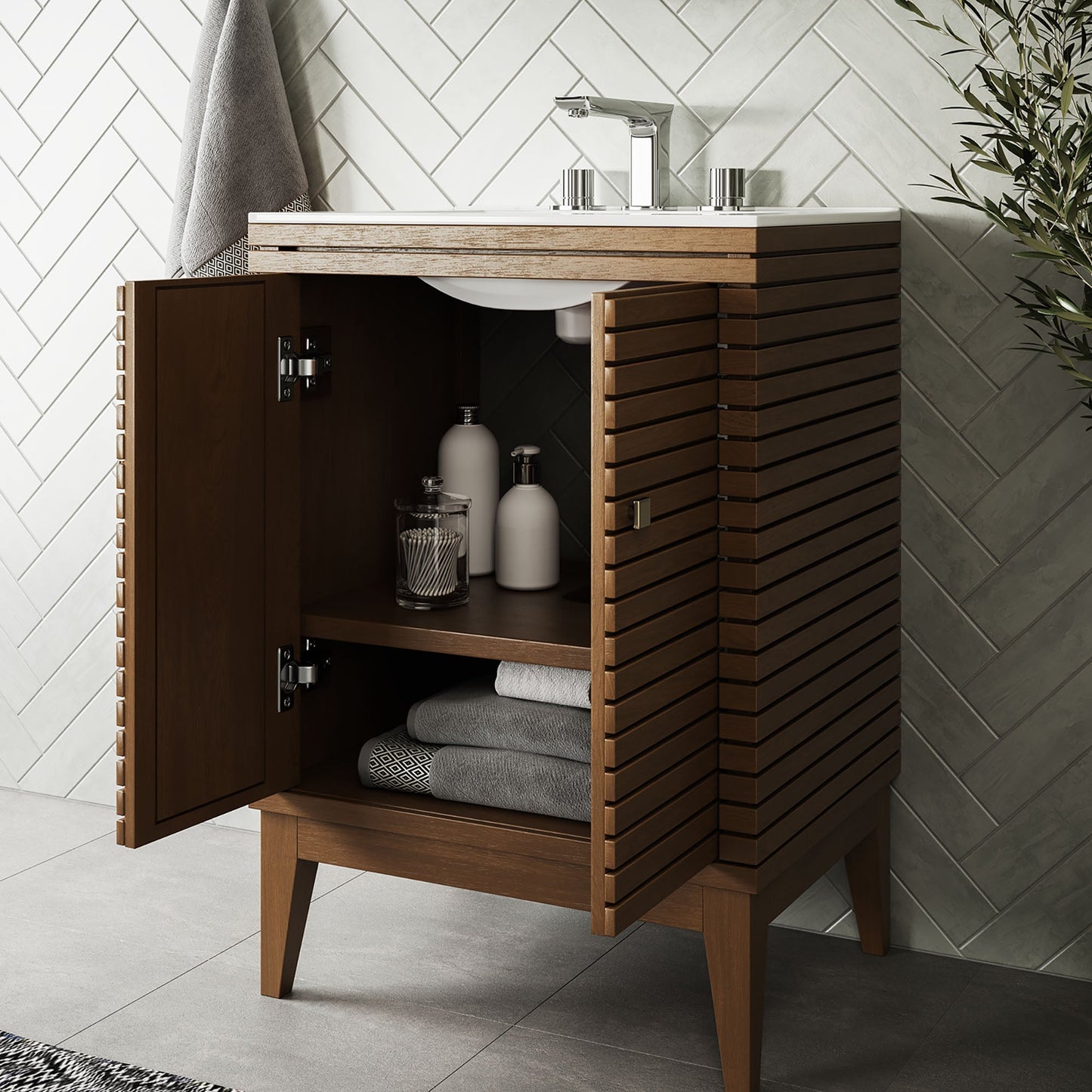 Modway furniture Bathroom Vanity Basin Included - EEI-5114-WAL-WHI