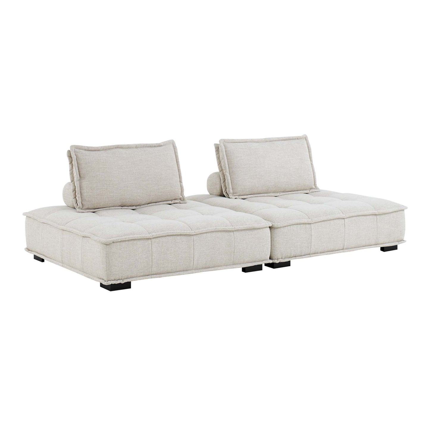 Modway Furniture Saunter 2-Piece Tufted Loveseat - Stylish Comfort with Soft Upholstery & Removable Bolster Pillow - EEI-5204-BEI
