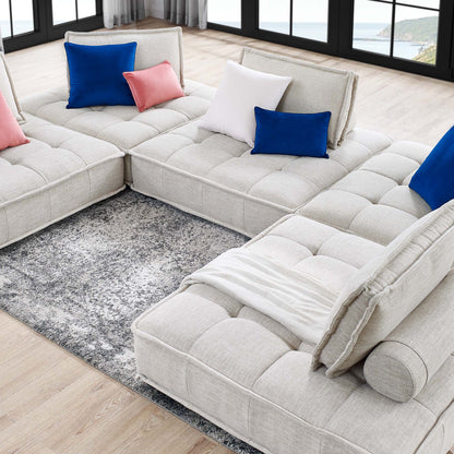 Modway Furniture Saunter 5-Piece Tufted Fabric Fabric Sectional Sofa by Modway - EEI-5210-AZU