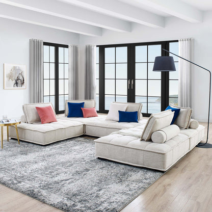Modway Furniture Saunter 5-Piece Tufted Fabric Fabric Sectional Sofa by Modway - EEI-5210-AZU