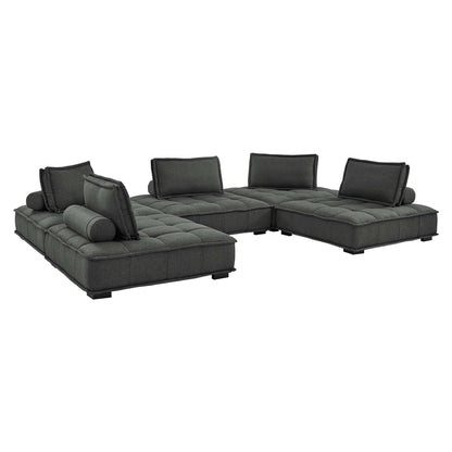Modway Furniture Saunter 5-Piece Tufted Fabric Fabric Sectional Sofa by Modway - EEI-5210-AZU