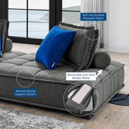 Modway Furniture Saunter 5-Piece Tufted Fabric Fabric Sectional Sofa by Modway - EEI-5210-AZU
