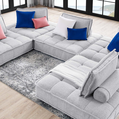 Modway Furniture Saunter 5-Piece Tufted Fabric Fabric Sectional Sofa by Modway - EEI-5210-AZU