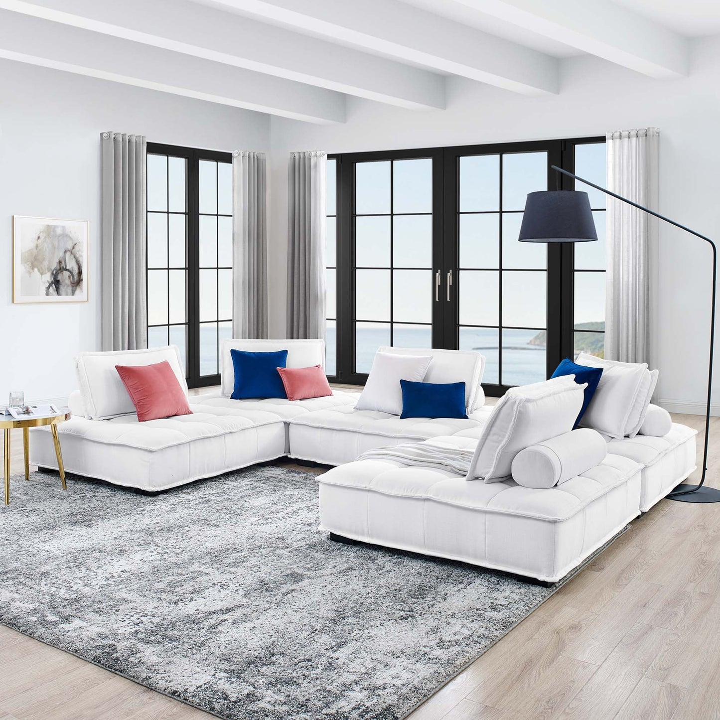 Modway Furniture Saunter 5-Piece Tufted Fabric Fabric Sectional Sofa by Modway - EEI-5210-AZU