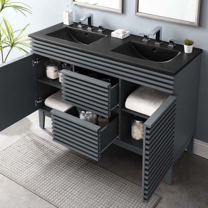 Modway furniture Render 48" Bathroom  Vanity with Black Basin Included - EEI-5381-WAL-BLK