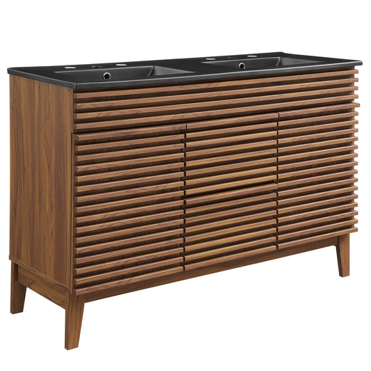 Modway furniture Render 48" Bathroom  Vanity with Black Basin Included - EEI-5381-WAL-BLK