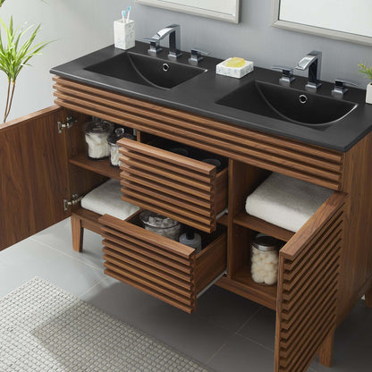 Modway furniture Render 48" Bathroom  Vanity with Black Basin Included - EEI-5381-WAL-BLK