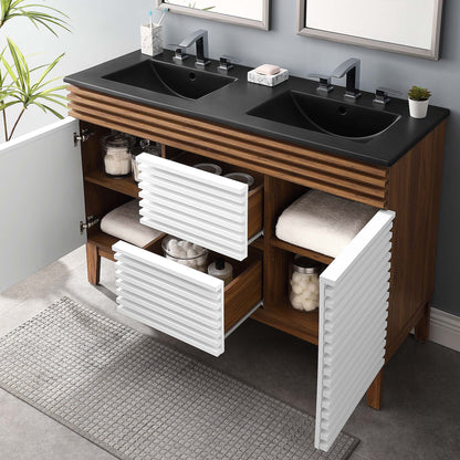 Modway furniture Render 48" Bathroom  Vanity with Black Basin Included - EEI-5381-WAL-BLK