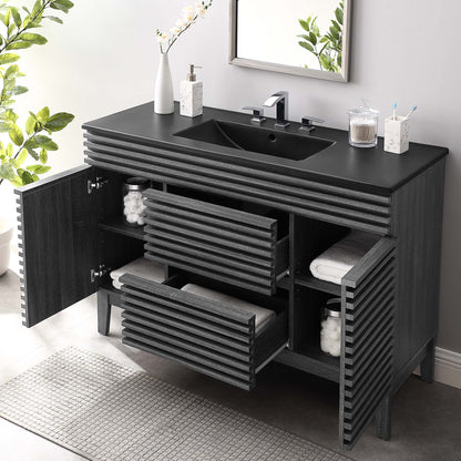 Modway furniture Render 48" Bathroom  Vanity with Black Basin Included - EEI-5381-WAL-BLK