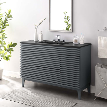 Modway furniture Render 48" Bathroom  Vanity with Black Basin Included - EEI-5381-WAL-BLK