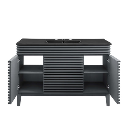 Modway furniture Render 48" Bathroom  Vanity with Black Basin Included - EEI-5381-WAL-BLK