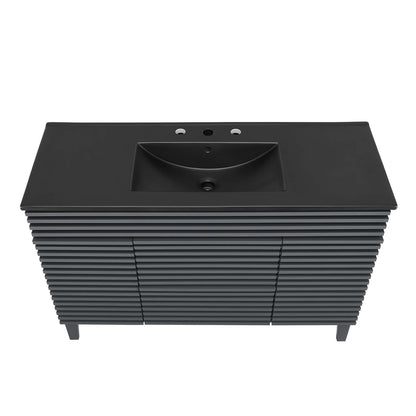 Modway furniture Render 48" Bathroom  Vanity with Black Basin Included - EEI-5381-WAL-BLK