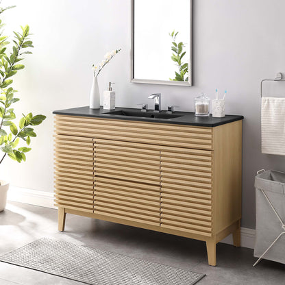 Modway furniture Render 48" Bathroom  Vanity with Black Basin Included - EEI-5381-WAL-BLK