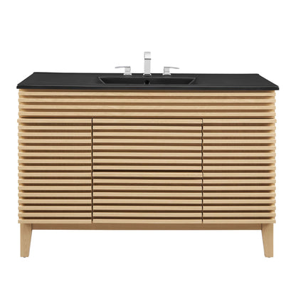 Modway furniture Render 48" Bathroom  Vanity with Black Basin Included - EEI-5381-WAL-BLK