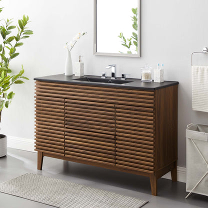Modway furniture Render 48" Bathroom  Vanity with Black Basin Included - EEI-5381-WAL-BLK