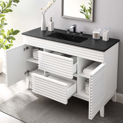 Modway furniture Render 48" Bathroom  Vanity with Black Basin Included - EEI-5381-WAL-BLK