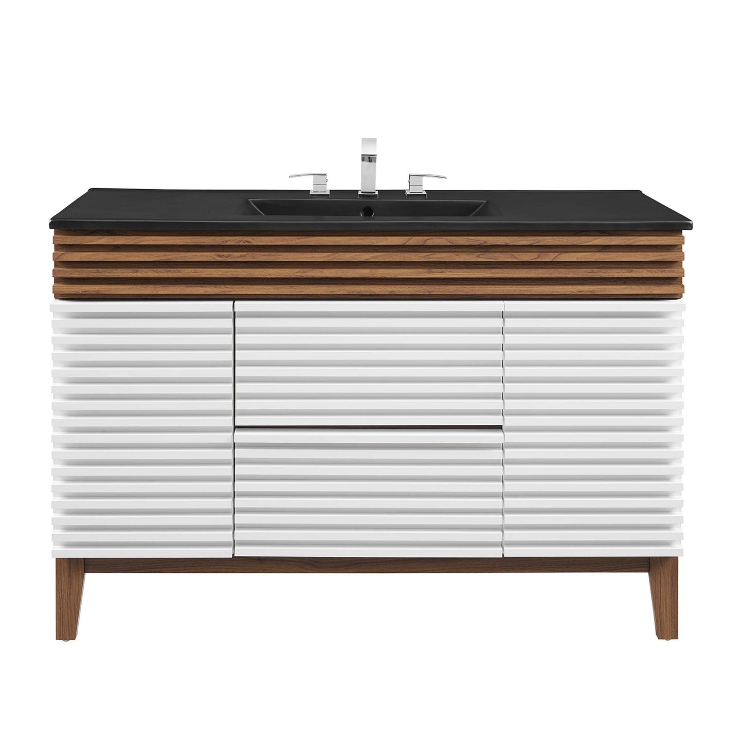 Modway furniture Render 48" Bathroom  Vanity with Black Basin Included - EEI-5381-WAL-BLK