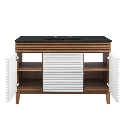 Modway furniture Render 48" Bathroom  Vanity with Black Basin Included - EEI-5381-WAL-BLK