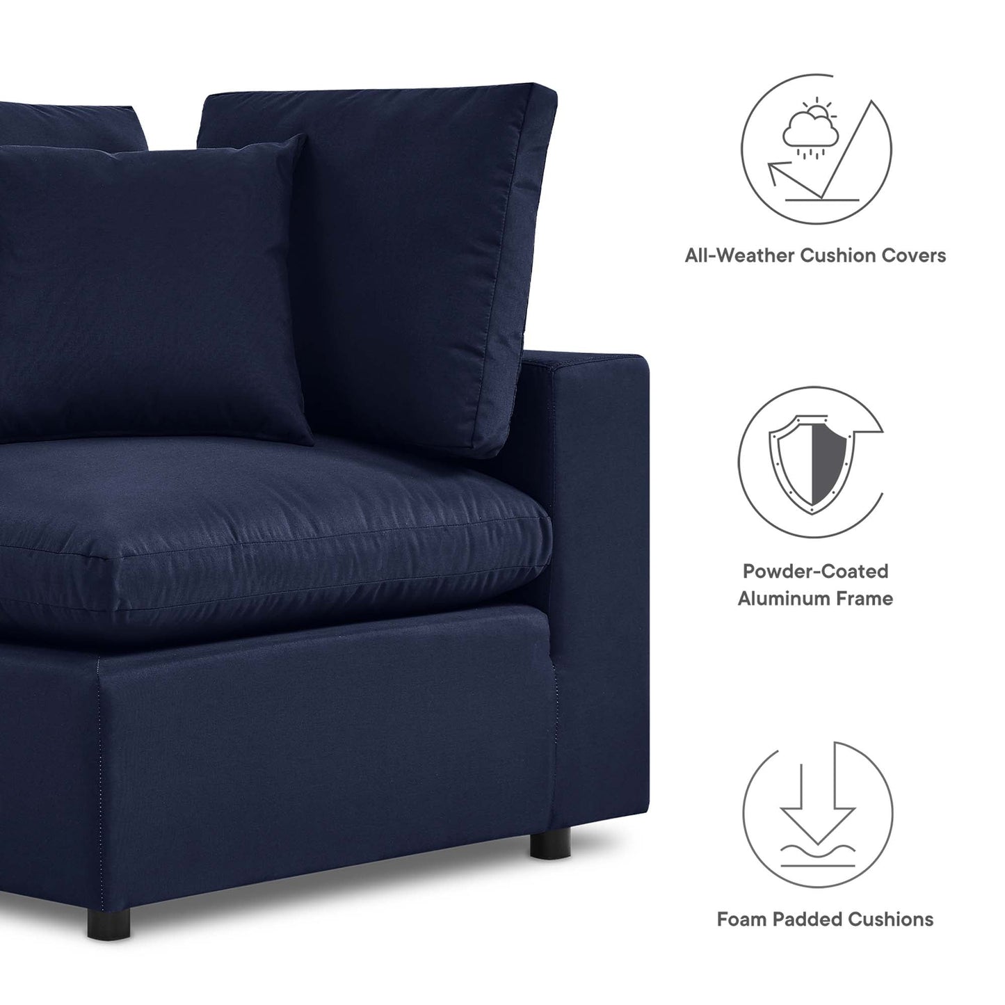 Modway Furniture Commix Sunbrella Outdoor Patio Loveseat Outdoor Patio Sectional by Modway - EEI-5577-NAV